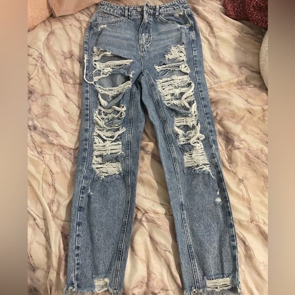 SHEIN Jeans Light Wash High Rise Ripped Jeans From Shein Never Been